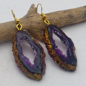 New! Agate Geode Resin Earrings -  Beautiful and Lightweight!